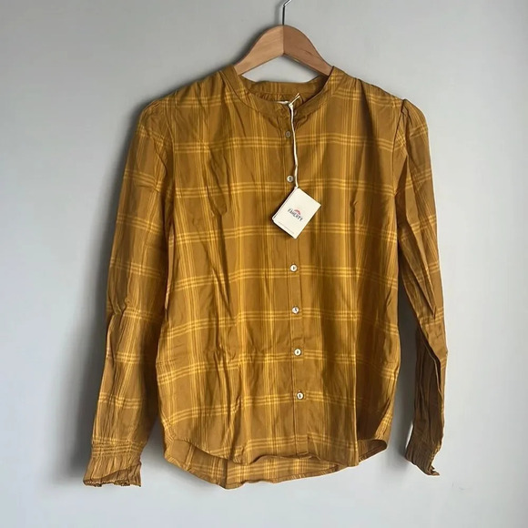 NEW Faherty HARPER TOP IN ASPEN GOLD PLAID - Picture 2 of 10